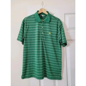 Masters Performance Men’s Short Sleeve Green Stripe Polo Shirt Size M